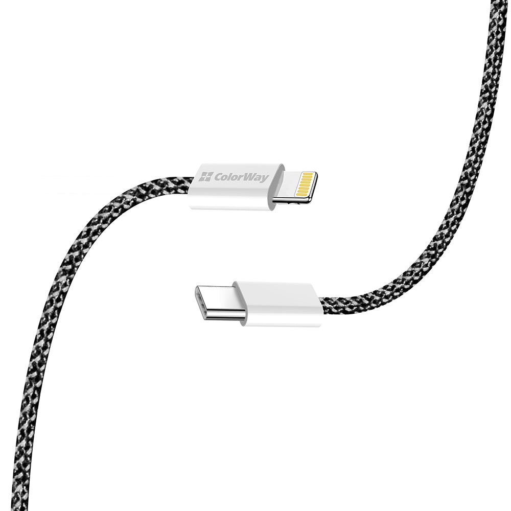 Dátový a nabíjací kábel USB-C - Lightning ColorWay CW-CBPDCL061, 27W, 1m, čierny