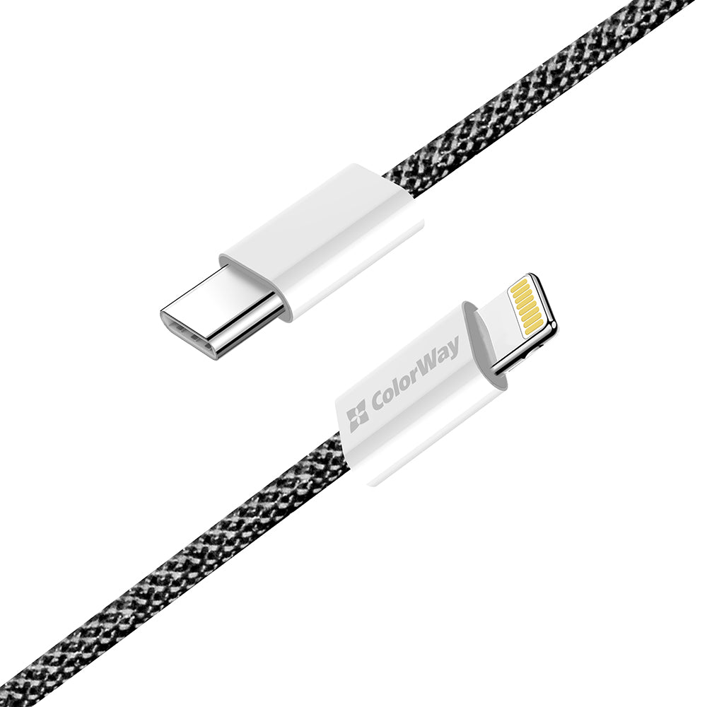 Dátový a nabíjací kábel USB-C - Lightning ColorWay CW-CBPDCL061, 27W, 1m, čierny