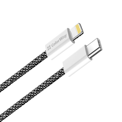 Dátový a nabíjací kábel USB-C - Lightning ColorWay CW-CBPDCL061, 27W, 1m, čierny