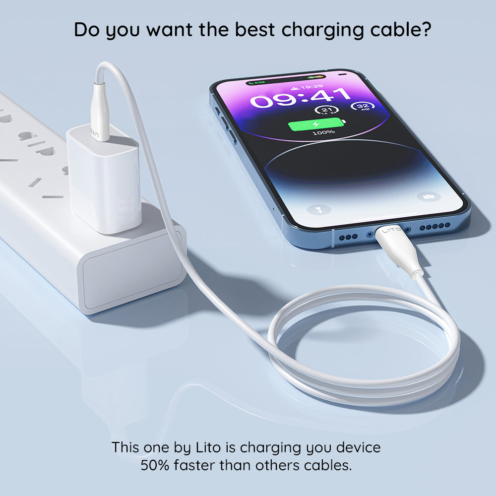 Dátový a nabíjací kábel USB-C - Lightning Lito LD03, 27W, 1m, Biela
