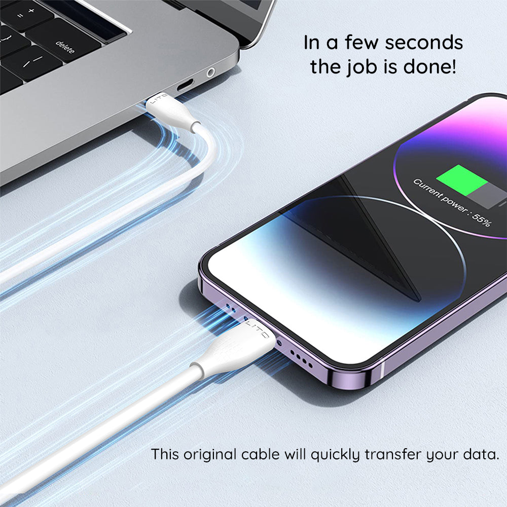 Dátový a nabíjací kábel USB-C - Lightning Lito LD03, 27W, 1m, Biela