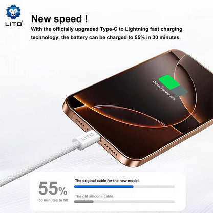 Dátový a nabíjací kábel USB-C - Lightning Lito LD04CL, 27W, 1m, Biela