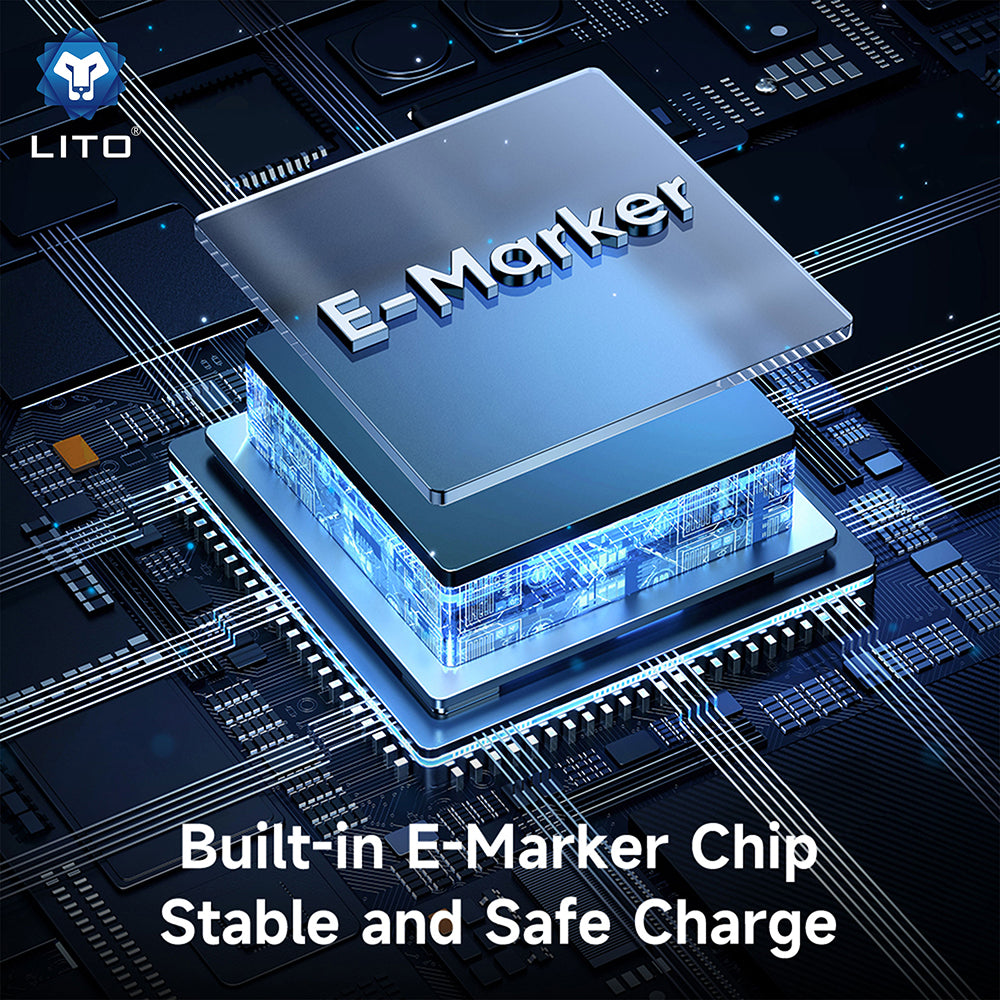 Dátový a nabíjací kábel USB-C - Lightning Lito LD09CC Display, 100W, 1.2m, Čierny