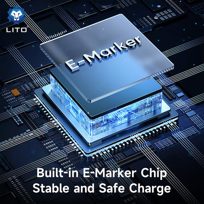 Dátový a nabíjací kábel USB-C - Lightning Lito LD09CC Display, 100W, 1.2m, Čierny