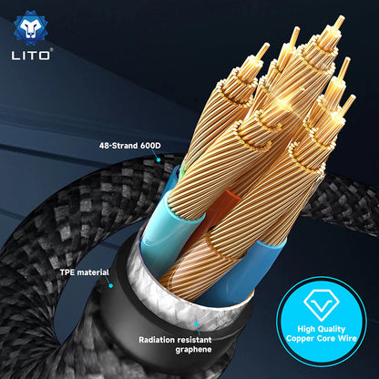 Dátový a nabíjací kábel USB-C - Lightning Lito LD09CC Display, 100W, 1.2m, Čierny