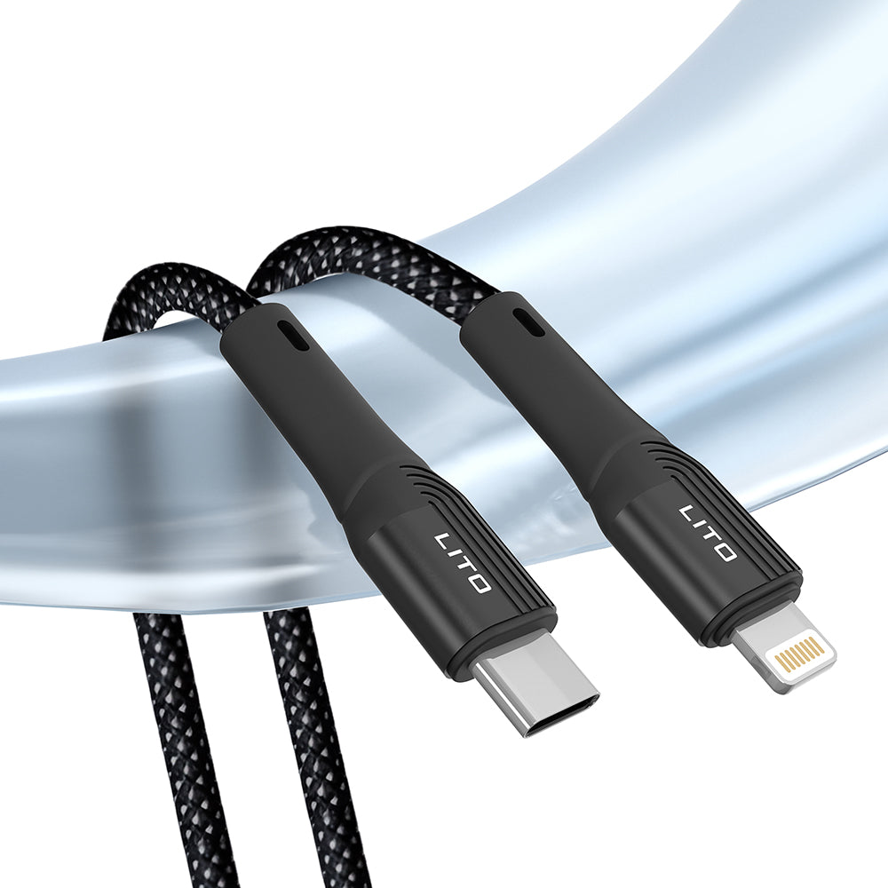 Dátový a nabíjací kábel USB-C - Lightning Lito LD14CL, 30W, 1m, čierny