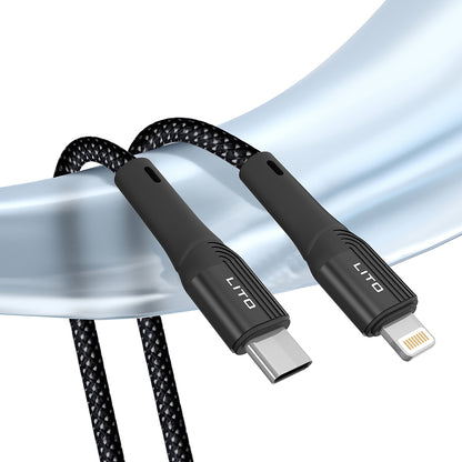 Dátový a nabíjací kábel USB-C - Lightning Lito LD14CL, 30W, 1m, čierny