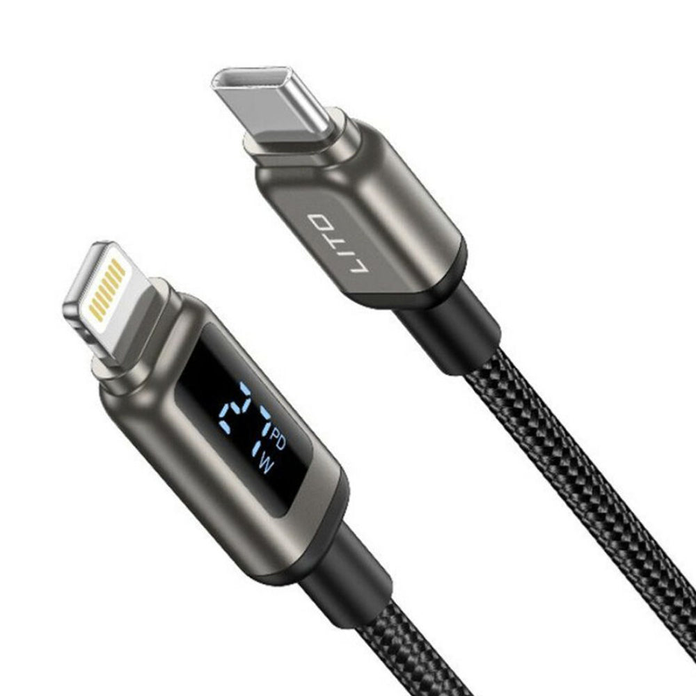 Dátový a nabíjací kábel USB-C - Lightning Lito LD15 Display, 27W, 1m, Čierny