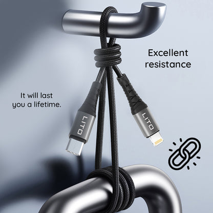 USB-C to Lightning Data and Charging Cable Lito LD22CL, 27W, 2m, Black