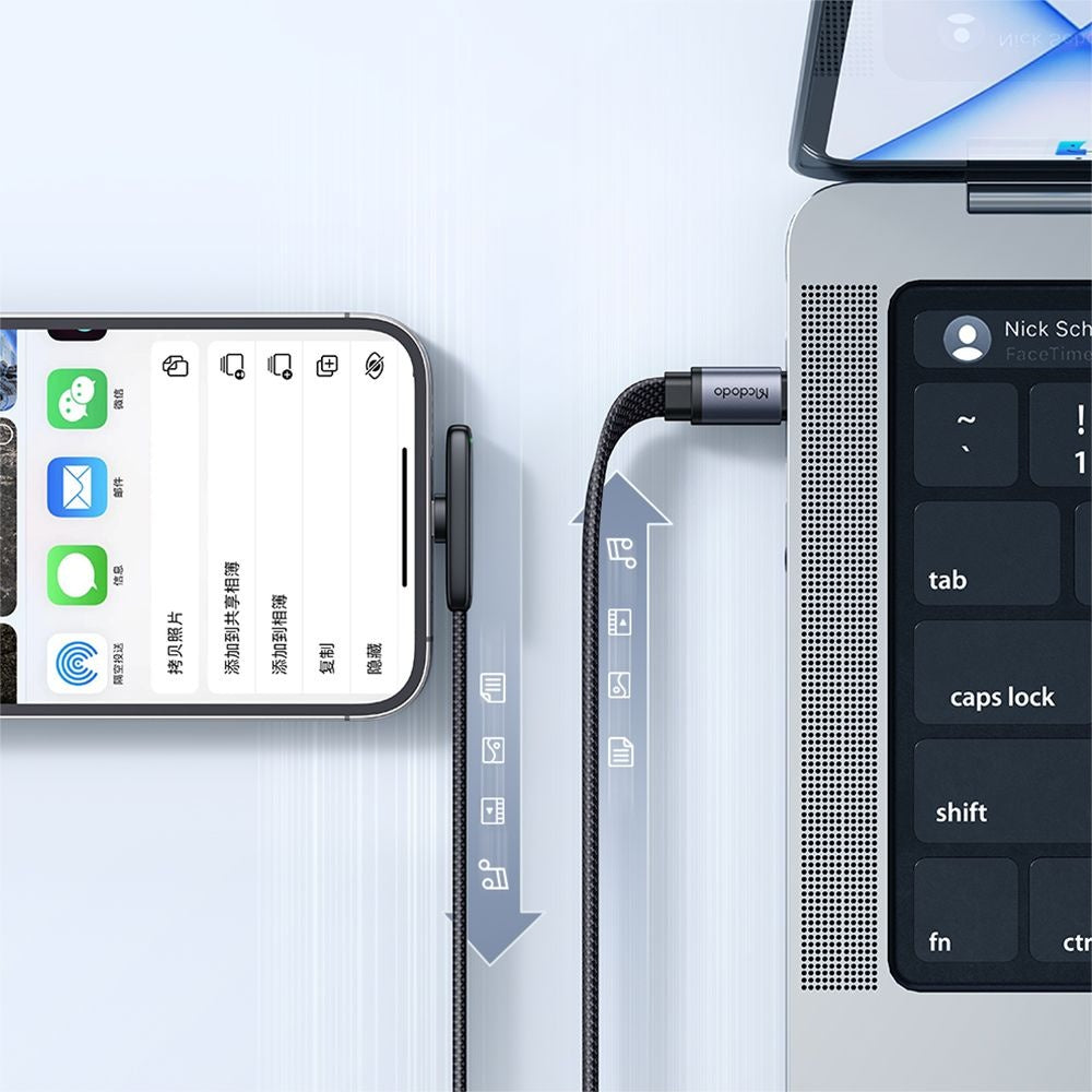 Dátový a nabíjací kábel USB-C - Lightning McDodo CA-3350 Angled, 36W, 1.2m, čierny