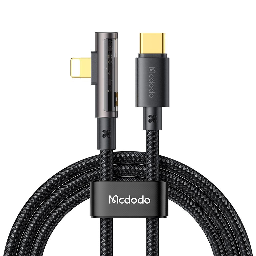 Dátový a nabíjací kábel USB-C - Lightning McDodo CA-3390 Angled, 36W, 1.2m, čierny