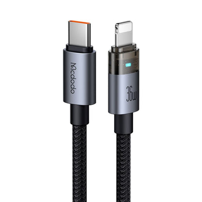 Dátový a nabíjací kábel USB-C - Lightning McDodo CA-6940, 36W, 1.2m, Čierny