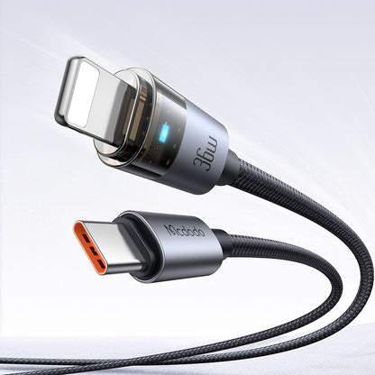 Dátový a nabíjací kábel USB-C - Lightning McDodo CA-6940, 36W, 1.2m, Čierny