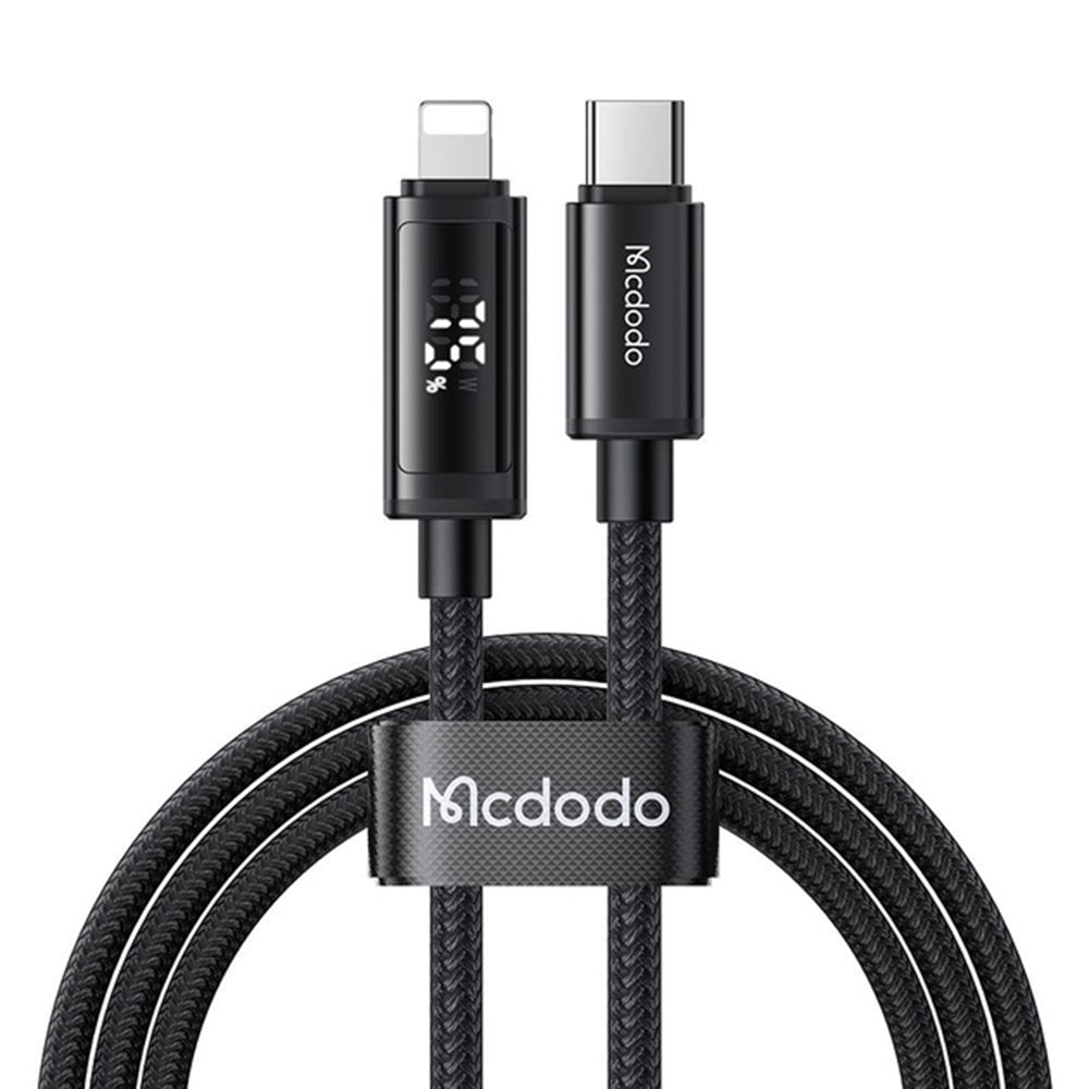 Dátový a nabíjací kábel USB-C - Lightning McDodo CA-7990 Display, 36W, 1.2m, čierny