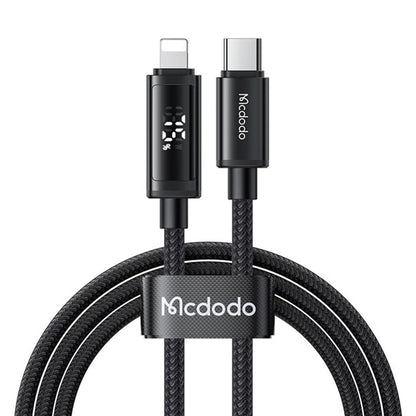 Dátový a nabíjací kábel USB-C - Lightning McDodo CA-7990 Display, 36W, 1.2m, čierny