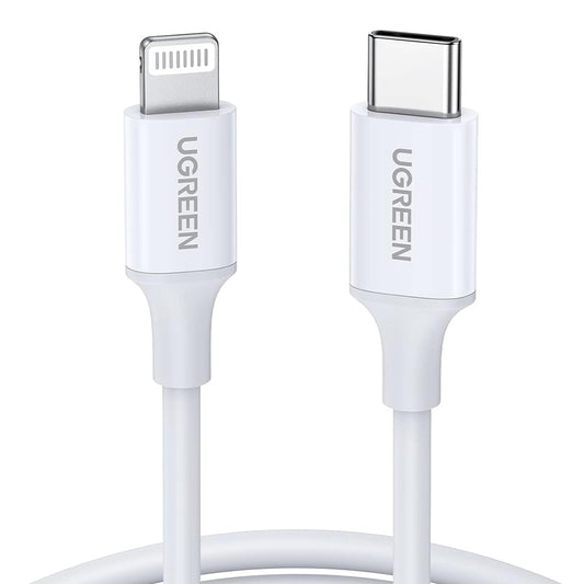 Dátový a nabíjací kábel USB-C - Lightning UGREEN US171 (10493), 20W, 1m, Biela