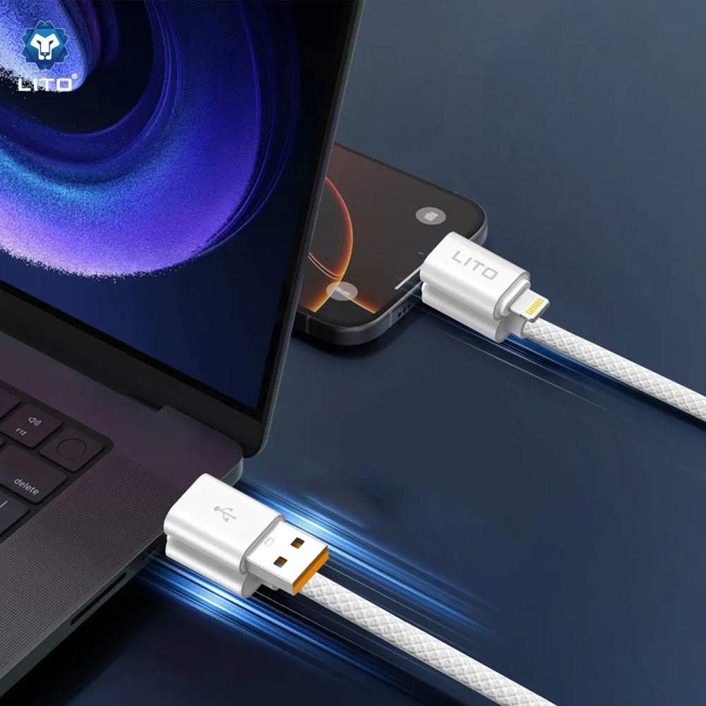 Dátový a nabíjací kábel USB-C / USB-A - USB-C / Lightning Lito LD21, 100W, 1m, čierny