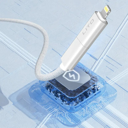 Dátový a nabíjací kábel USB-C / USB-A - USB-C / Lightning Lito LD21, 100W, 1m, čierny