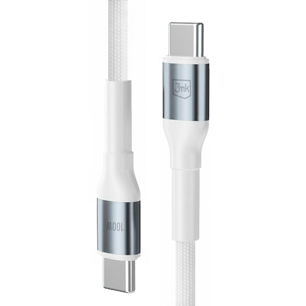 USB-C dátový a nabíjací kábel - USB-C 3MK Hyper N, 100W, 2m, biely