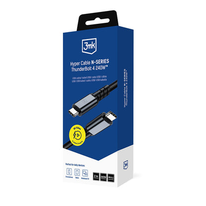 Dátový a nabíjací kábel USB-C - USB-C 3MK Hyper N Thunderbolt 4, 240W, 2m, čierny