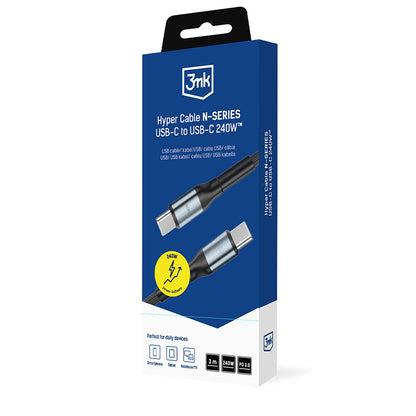 USB-C dátový a nabíjací kábel - USB-C 3MK Hyper N Thunderbolt 4, 240W, 3m, čierny