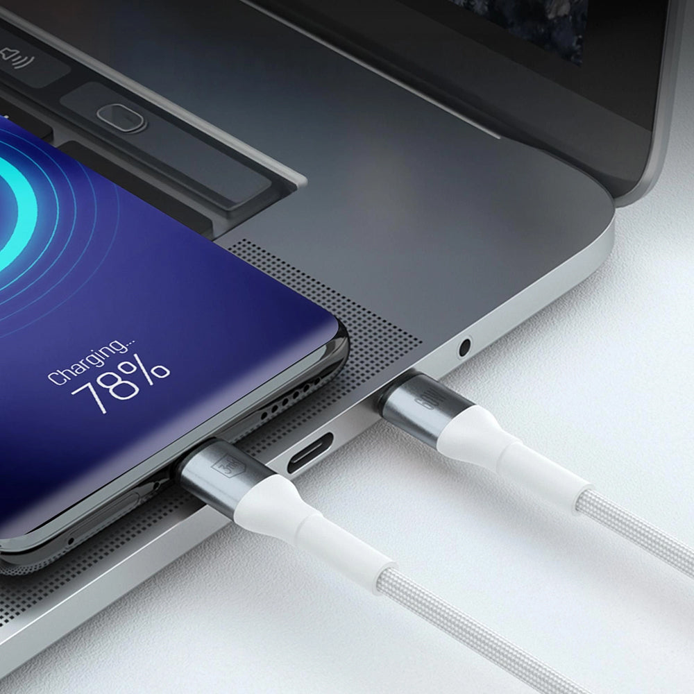 Dátový a nabíjací kábel USB-C - USB-C 3MK Hyper N, 60W, 1m, Biela