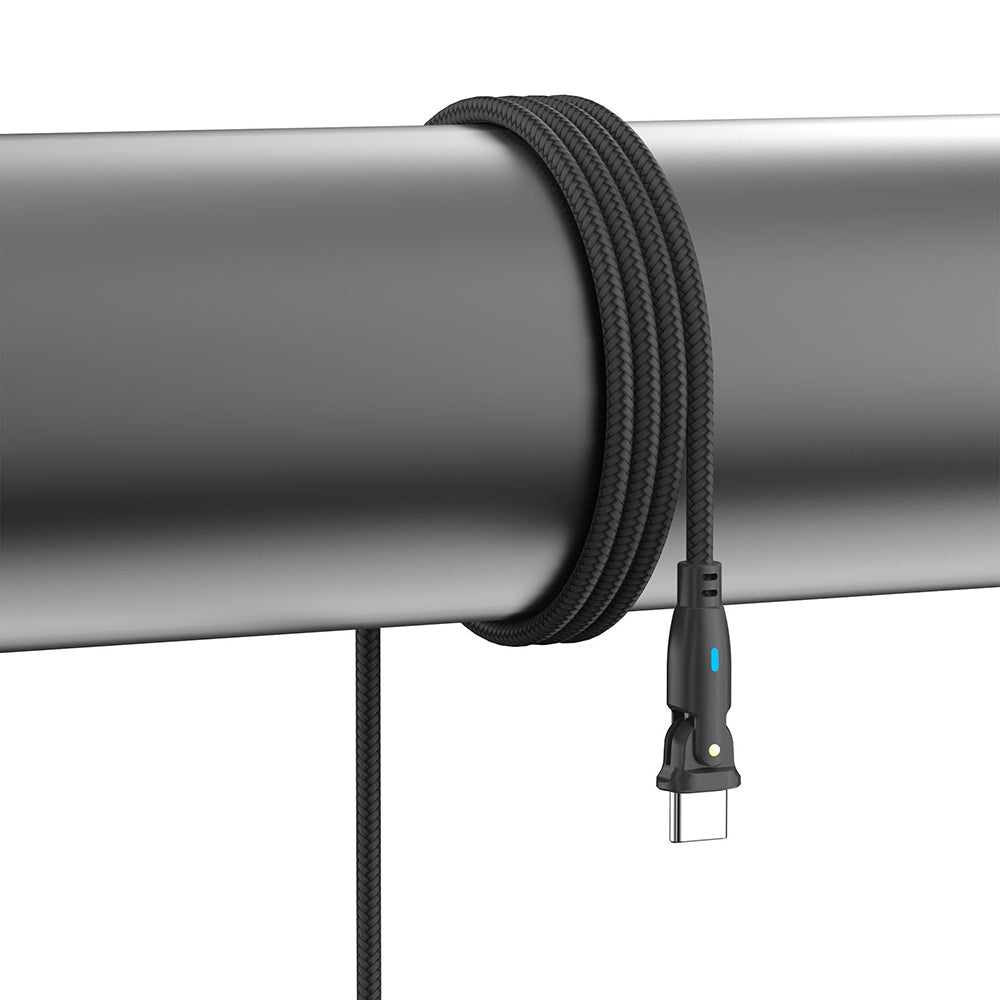 USB-C dátový a nabíjací kábel - USB-C 3MK Hyper N Angled, 100W, 1m, čierny