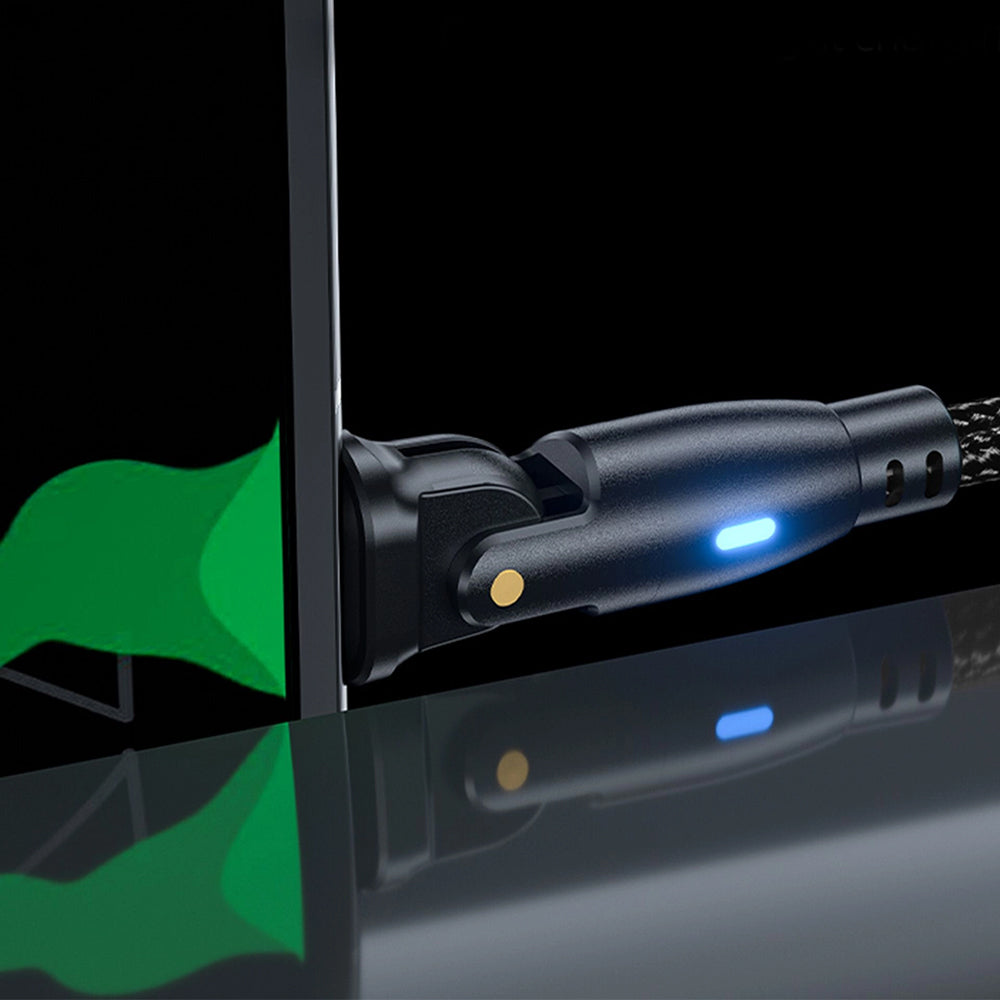 Dátový a nabíjací kábel USB-C - USB-C 3MK Hyper N Angled, 60W, 2m, Čierny