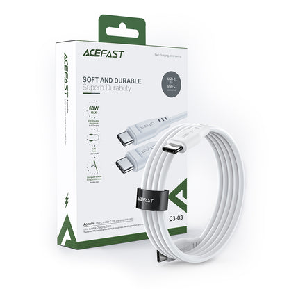 Dátový a nabíjací kábel USB-C - USB-C Acefast C3-03, 60W, 1.2m, Biela