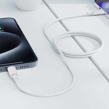 Dátový a nabíjací kábel USB-C - USB-C Acefast C18-03, 60W, 1.2m, Biela