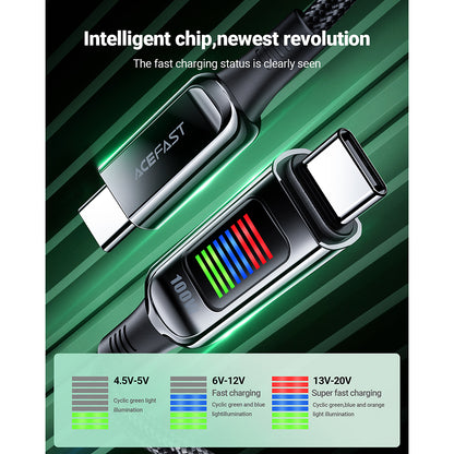 Dátový a nabíjací kábel USB-C - USB-C Acefast C7-03, 100W, 1.2m, čierny