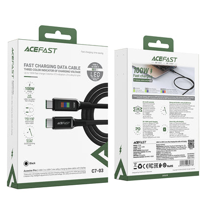 Dátový a nabíjací kábel USB-C - USB-C Acefast C7-03, 100W, 1.2m, čierny
