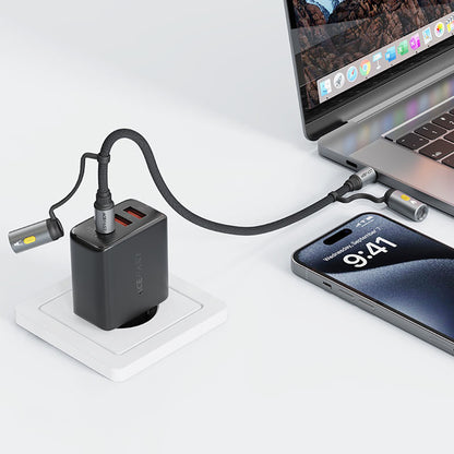 Dátový a nabíjací kábel USB-C / Baterka - USB-C / Zapaľovač Acefast J4, 60W, 1.2m, Čierny