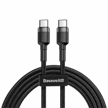 Dátový a nabíjací kábel USB-C - USB-C Baseus Cafule, 60W, 2m, Sada 2 kusy, Čierna E0418501