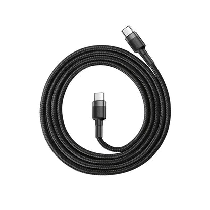 Dátový a nabíjací kábel USB-C - USB-C Baseus Cafule, 60W, 2m, Sada 2 kusy, Čierna E0418501