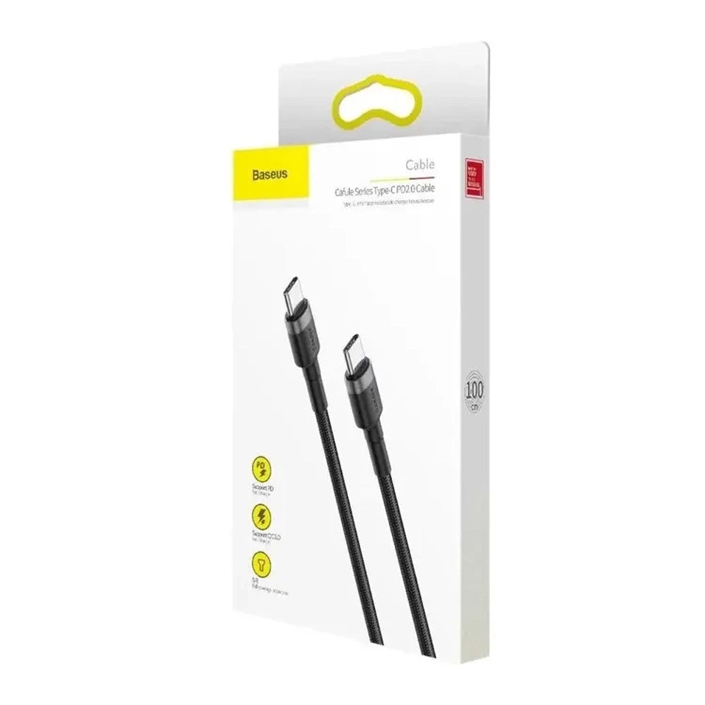 Dátový a nabíjací kábel USB-C - USB-C Baseus Cafule, 60W, 2m, Sada 2 kusy, Čierna E0418501