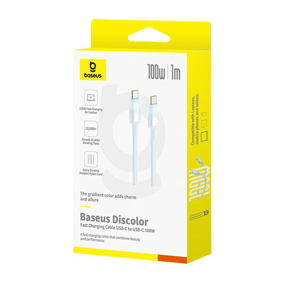 Dátový a nabíjací kábel USB-C - USB-C Baseus Discolor, 100W, 1m, Modro Zelený E0420702