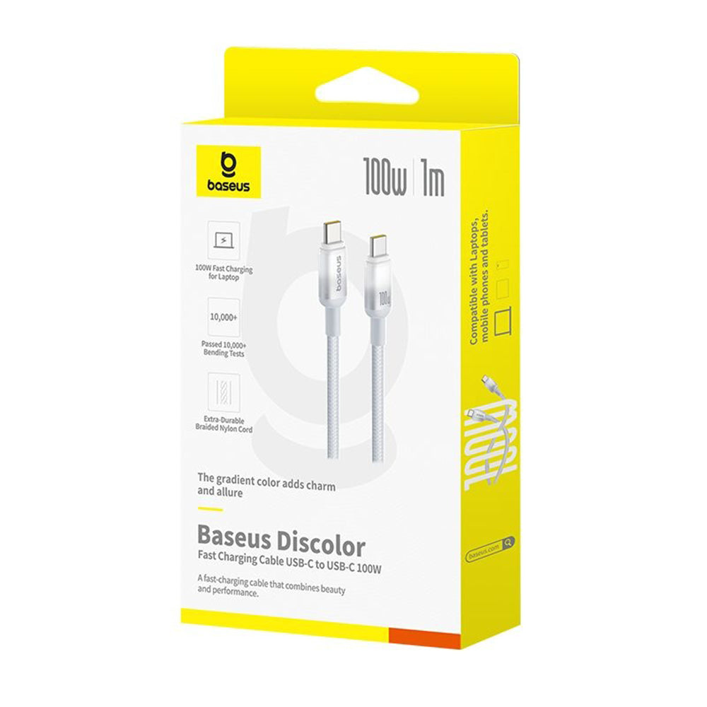 Dátový a nabíjací kábel USB-C - USB-C Baseus Discolor, 100W, 1m, Strieborný E0420701