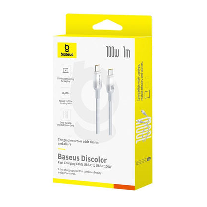 Dátový a nabíjací kábel USB-C - USB-C Baseus Discolor, 100W, 1m, Strieborný E0420701