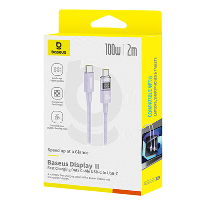 Dátový a nabíjací kábel USB-C - USB-C Baseus Display 2, 100W, 2m, Fialový P10382702511-01