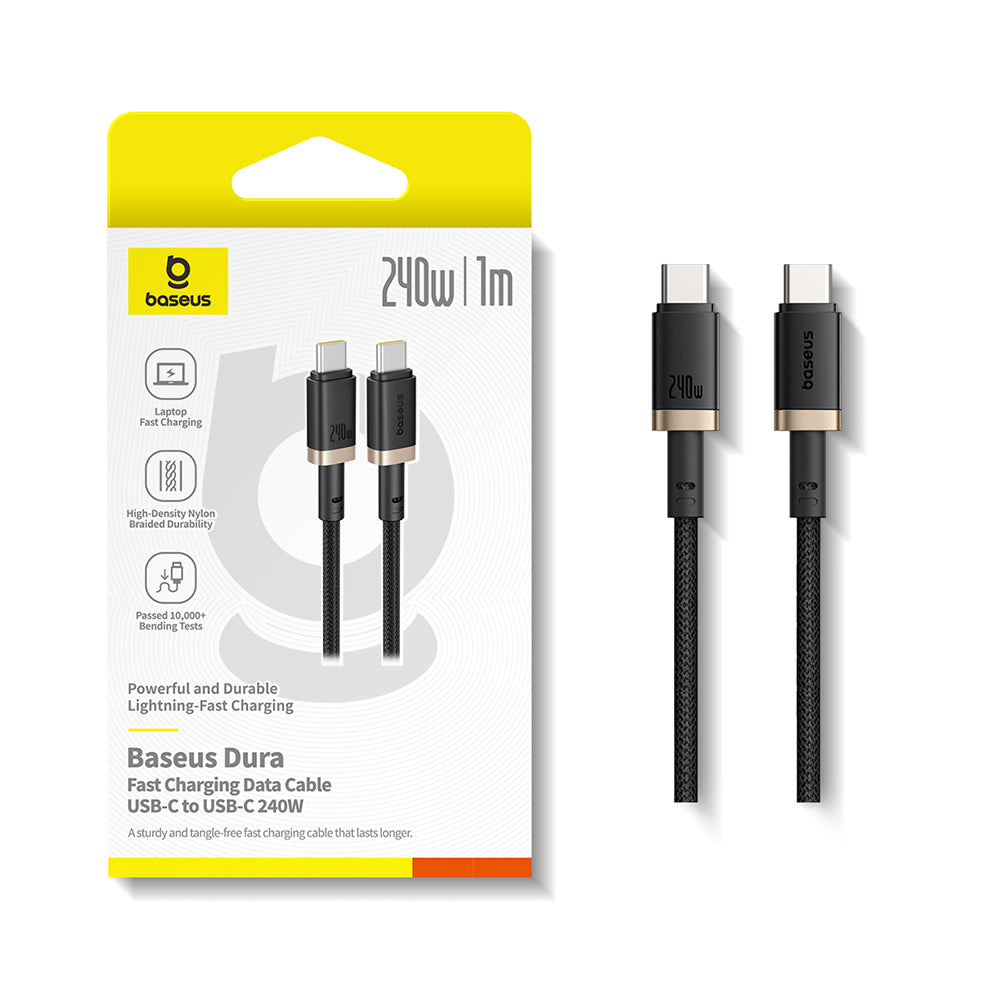 Dátový a nabíjací kábel USB-C - USB-C Baseus Dura, 240W, 1m, Zlatá Čierna P10377803U03-00
