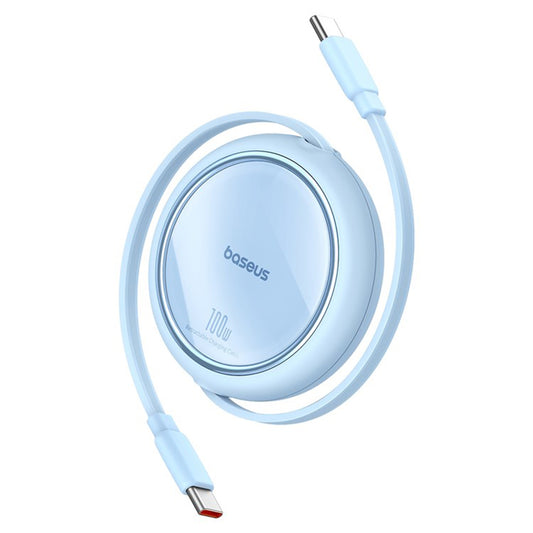 Dátový a nabíjací kábel USB-C - USB-C Baseus Free2Draw Mini Retractable, 100W, 1m, Modrý P10364500311-00