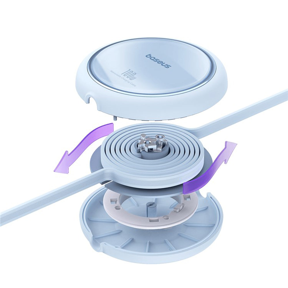 Dátový a nabíjací kábel USB-C - USB-C Baseus Free2Draw Mini Retractable, 100W, 1m, Modrý P10364500311-00