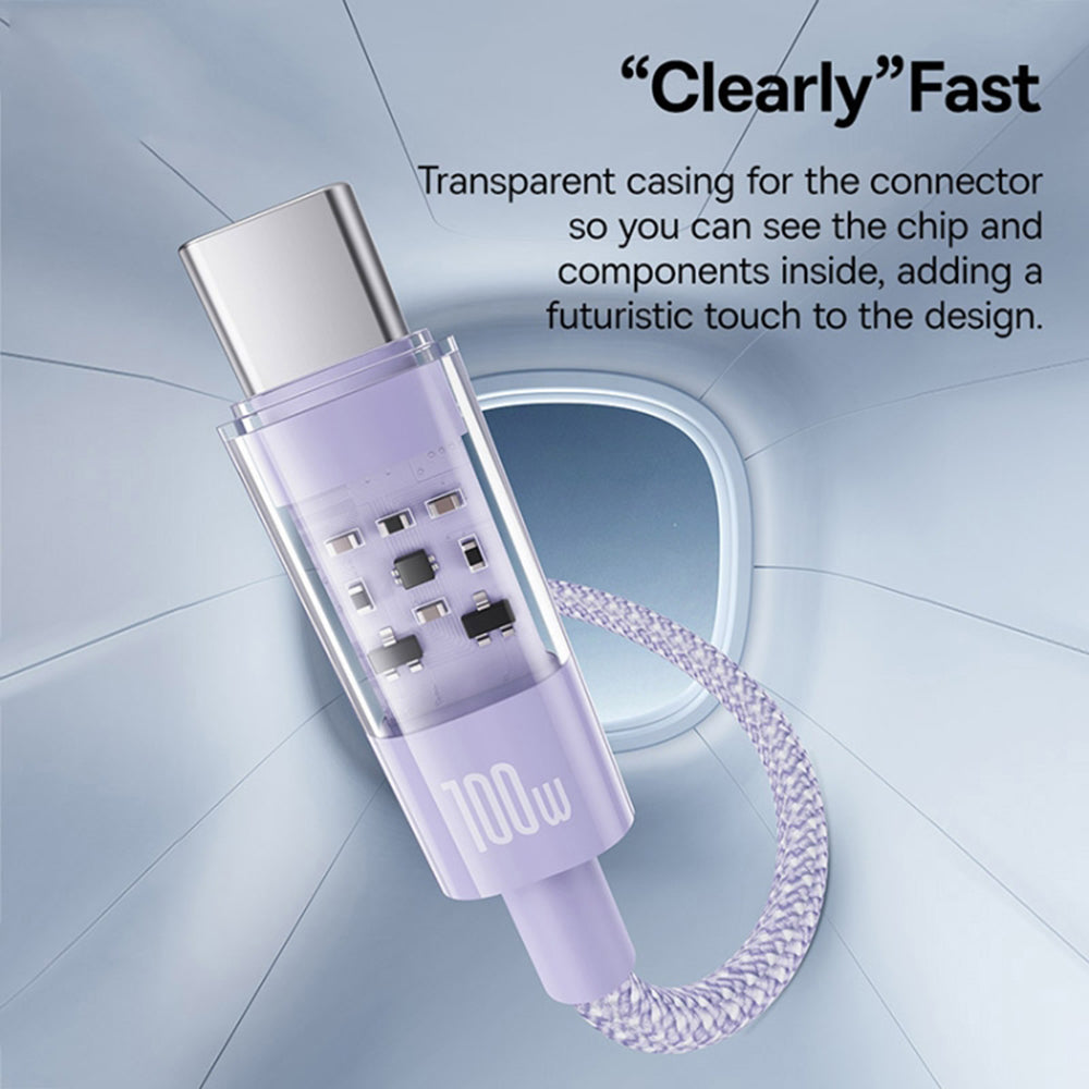 Dátový a nabíjací kábel USB-C - USB-C Baseus Gem, 100W, 1m, Fialový P10373000511-00