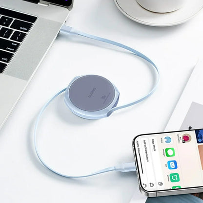 Dátový a nabíjací kábel USB-C - USB-C Baseus Pathfinder Retractable, 100W, 1m, Modrý P10368400311-00