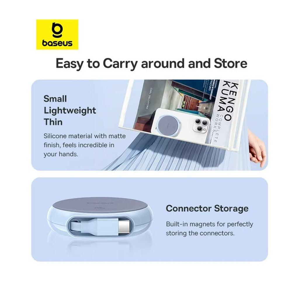 Dátový a nabíjací kábel USB-C - USB-C Baseus Pathfinder Retractable, 100W, 1m, Modrý P10368400311-00