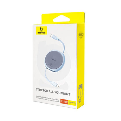Dátový a nabíjací kábel USB-C - USB-C Baseus Pathfinder Retractable, 100W, 1m, Modrý P10368400311-00
