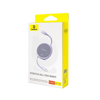 Dátový a nabíjací kábel USB-C - USB-C Baseus Pathfinder Retractable, 100W, 1m, Fialový P10368400511-00