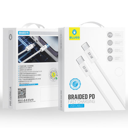 Dátový a nabíjací kábel USB-C - USB-C Blueo, 100W, 2m, Biela