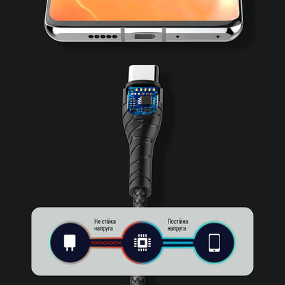 Dátový a nabíjací kábel USB-C - USB-C ColorWay CW-CBPDCC040, 65W, 1m, Sivý